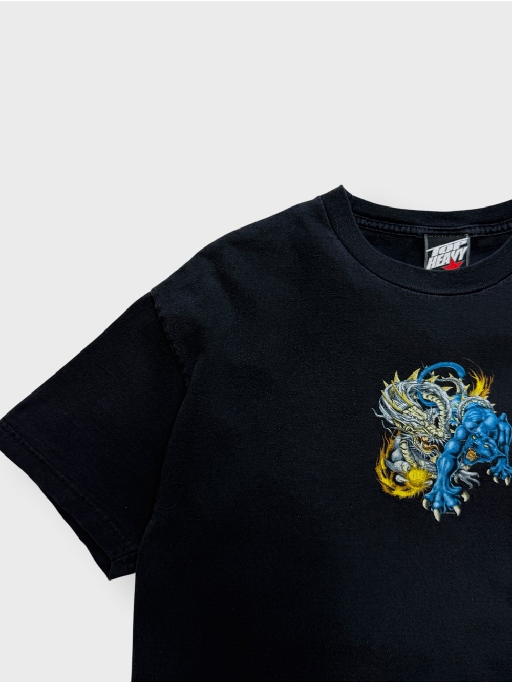 Vintage Y2K Top Heavy Dragon Panther Shirt, Hip Hop Ying Yang Japan 90s L Flame - Picture 3 of 7